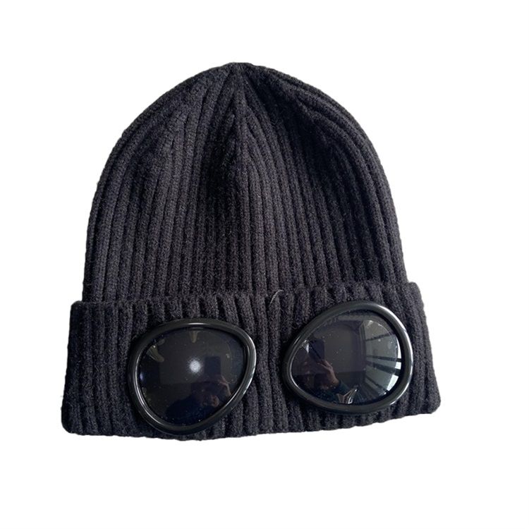 Beanie cp Designer bonnet company mens hat two lens Caps winter knitted hats Goggles Glasses men caps Beanies Skull Caps Outdoor Women Uniesex Black