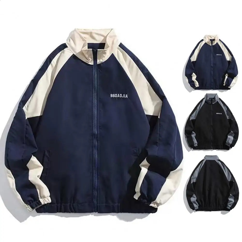 Mens jacket college style cardigan colorful jumping windbreaker mens standing collar jacket spring and autumn 240902