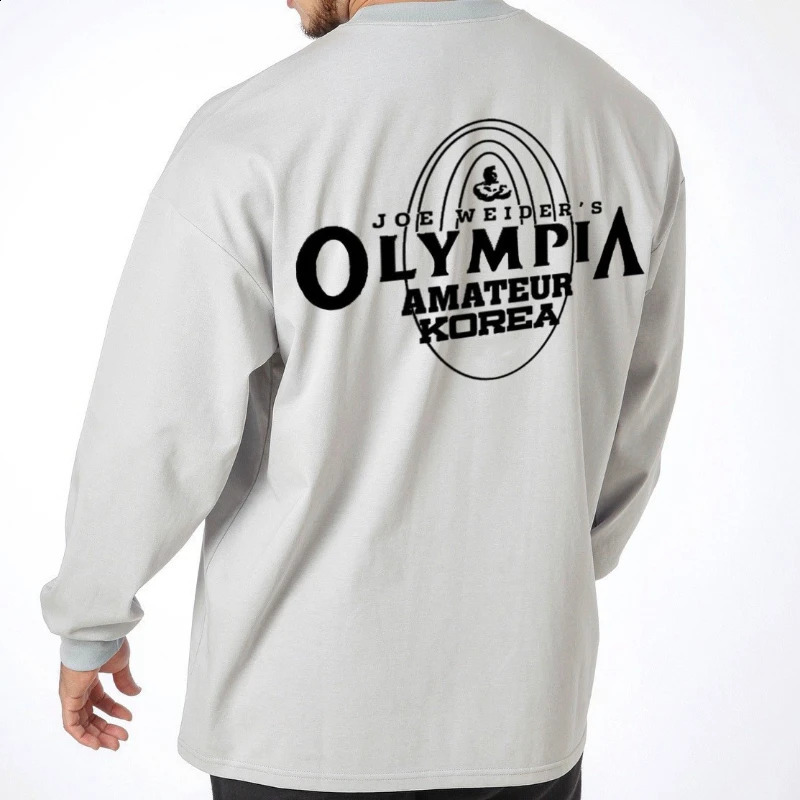 Mens Gym Training Cotton T-Shirt Gym Muscle Fitness Casual Running Long Sleeve Tee Tops Male Bodybuilding Sweatshirt Clothing 240903