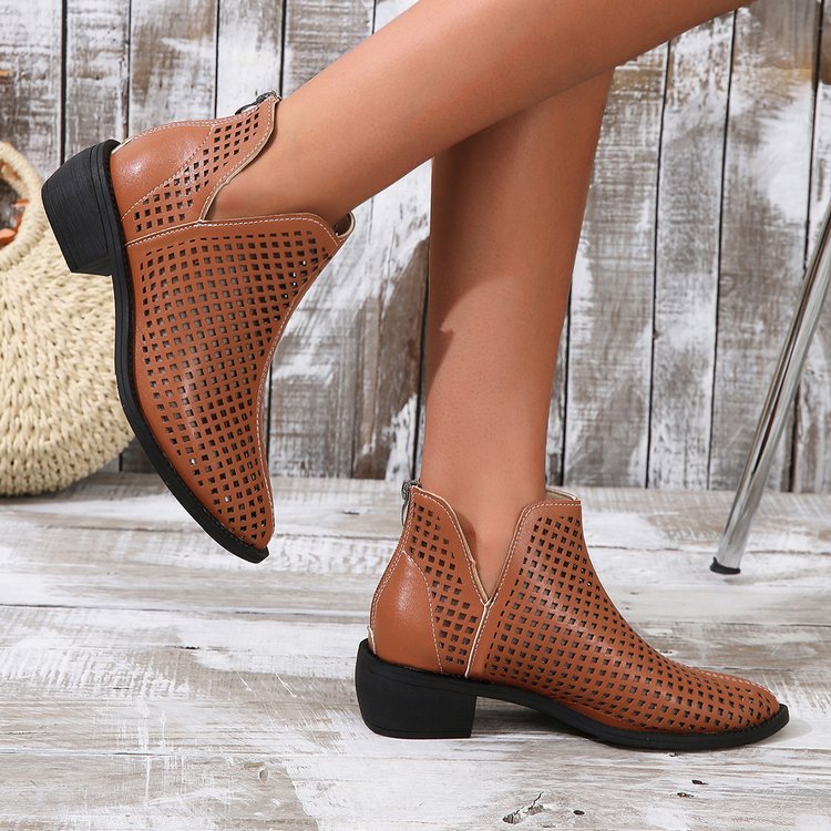 on Sale 2025 High Quality Closed Toe Women's Boots spring Hollow Breathable Shoes Female Zipper Chun 6ac8