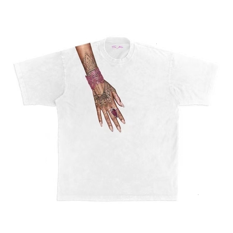 Woman Hand T Shirt Graphic Printed Summer Oversize Female Vintage Clothing Elegant Street Hip Hop Retro Cotton Lady Tops Y2k 240902