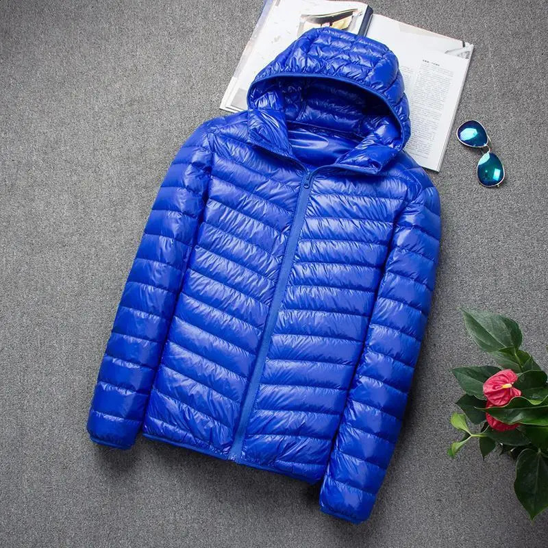 Winter mens jacket lightweight jacket mens hoodie short sleeved ultra-thin mens jacket 240902