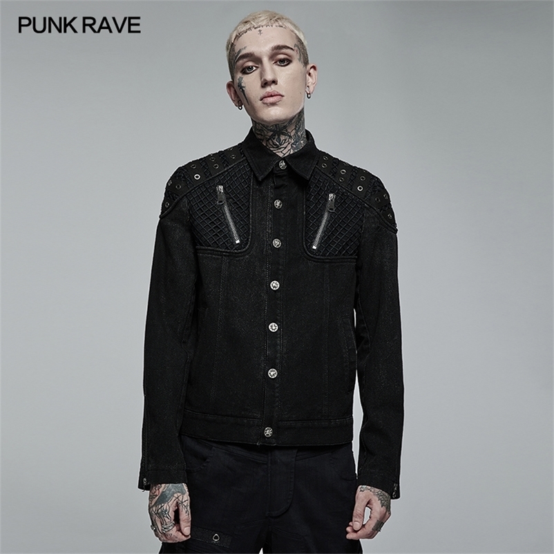 PUNK RAVE mens punk rugged slim fit jacket casual black shirt mens clothing all seasons spring and summer 240902 ww