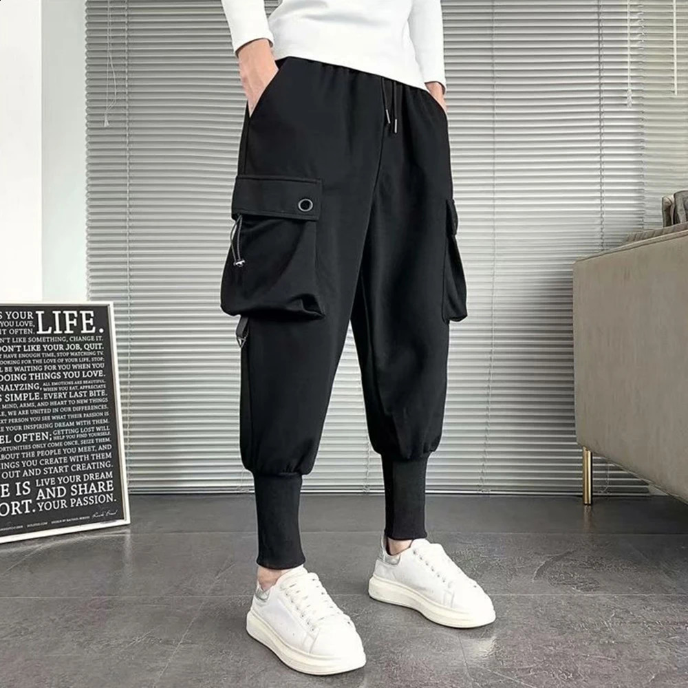 2024 Spring And Autumn Fashion Mens Loose Functional Overalls Harem Pants HipHop Casual Street Y2k Trousers For Men 240902
