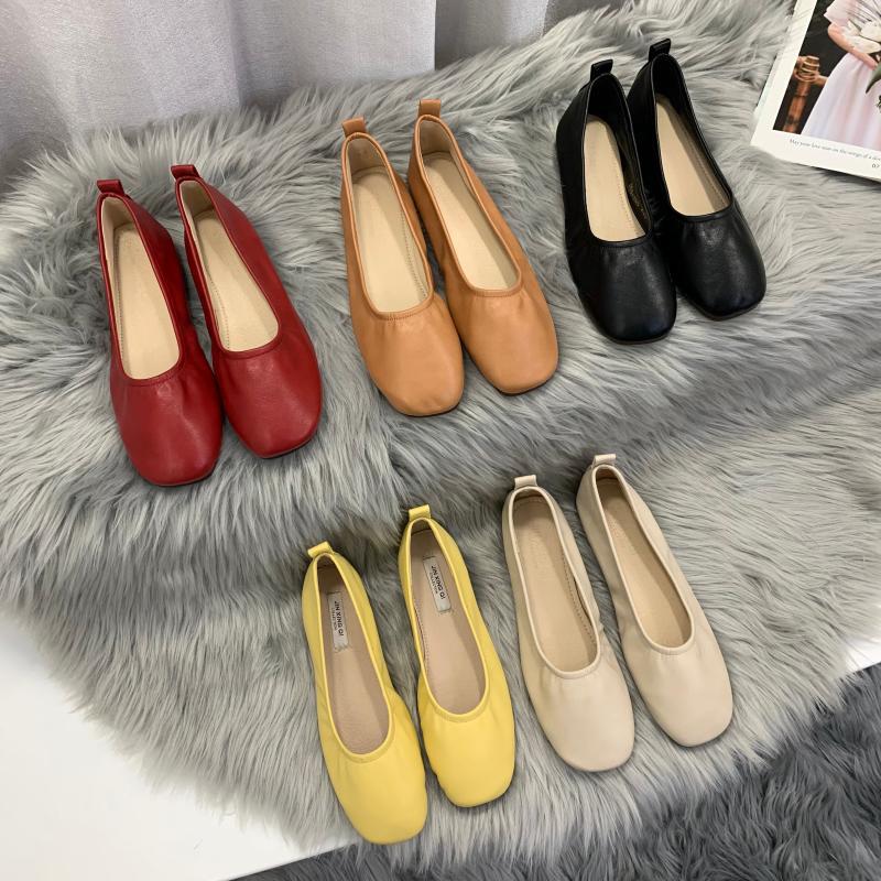soft bottom elastic band ballet flats women square toe moccasins casual design spring summer single leather shoes woman f5d9
