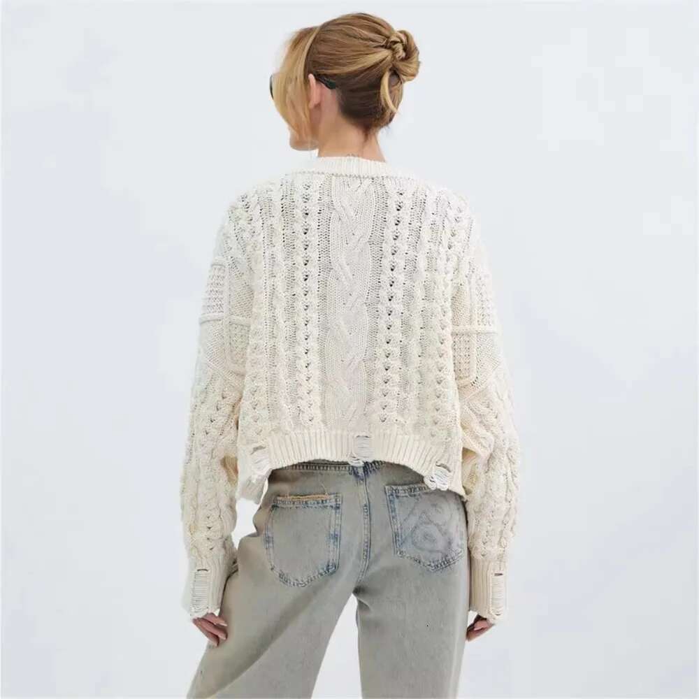 Best-seller automne et hiver femmes coupe rétro chaud col en v pâte frite torsions conception creuse tricot Cardigan veste Top 8 Ddmylion