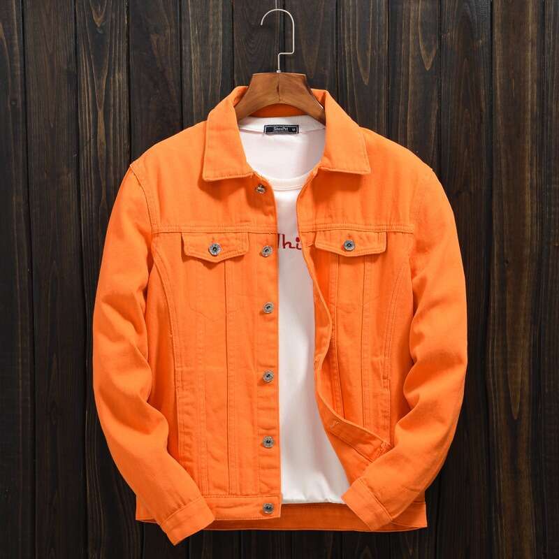 Best-seller à la mode printemps et automne Orange Denim hommes épaule vers le bas Style Hong Kong surdimensionné ample décontracté veste Top 8 Dd