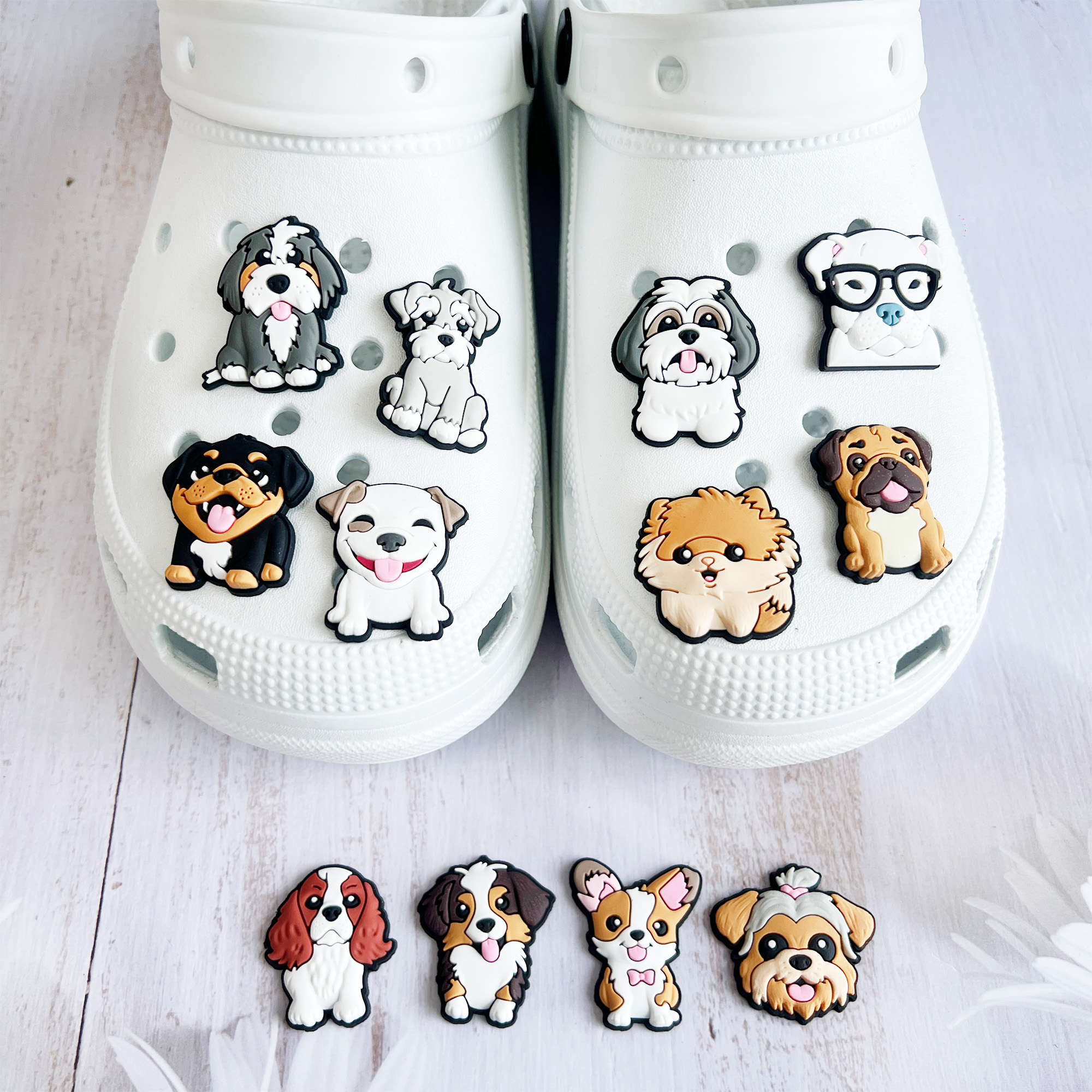 New Arrival 1-12Pcs Adorable Dogs Footprint Sandals Shoes Charms Boys Girls Buckle Accessories DIY Birthday Gifts