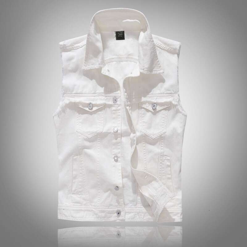 Bestseller Spring And Autumn Men's Oversized Denim Simple White Sleeveless Camisole Vest, Trendy Casual Vest 8 Ddmylion