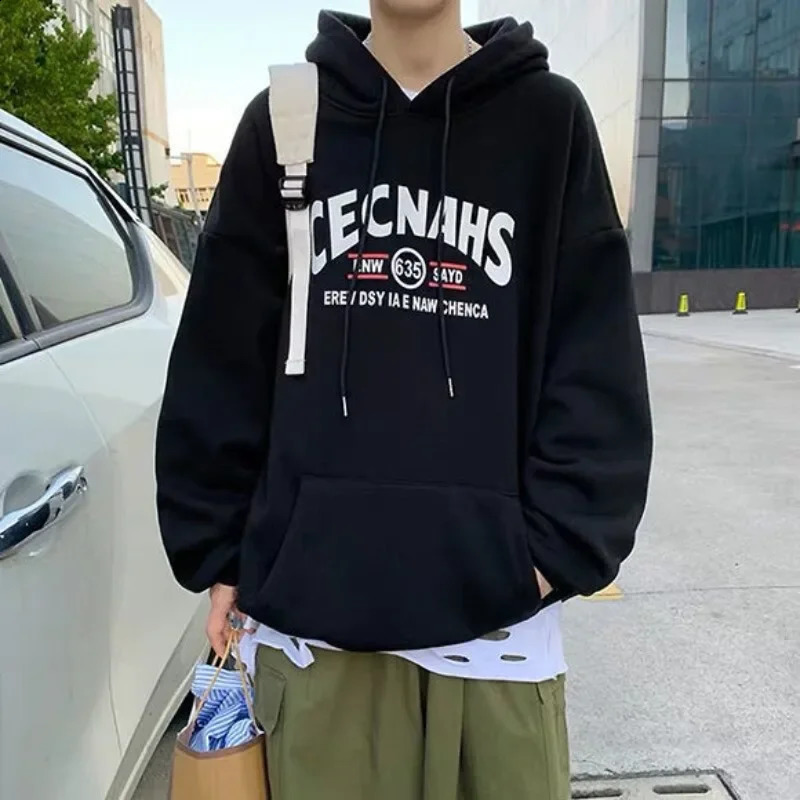 Male Clothes Black Graphic Hooded White Sweatshirt For Men Hip Hop Sweat Shirt Overfit Wholesale Offers Winter Hoodies 240902