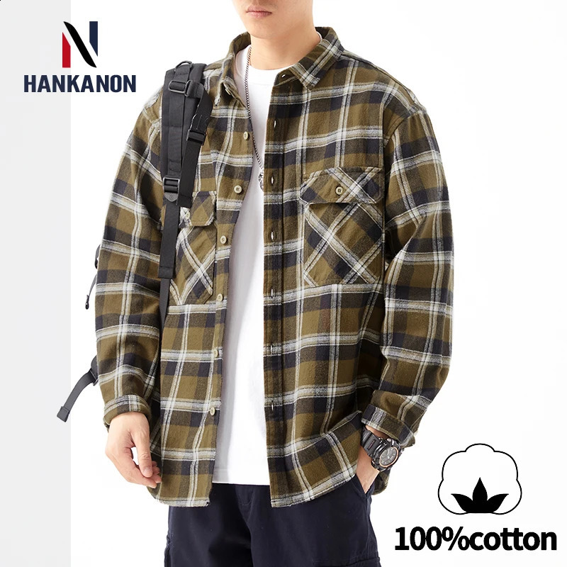 Breathable Comfortable Casual Plaid Long-sleeve Shirt for Men Made of 100% Cotton. Harajuku Style Men Spring Autumn Shirt. 240902