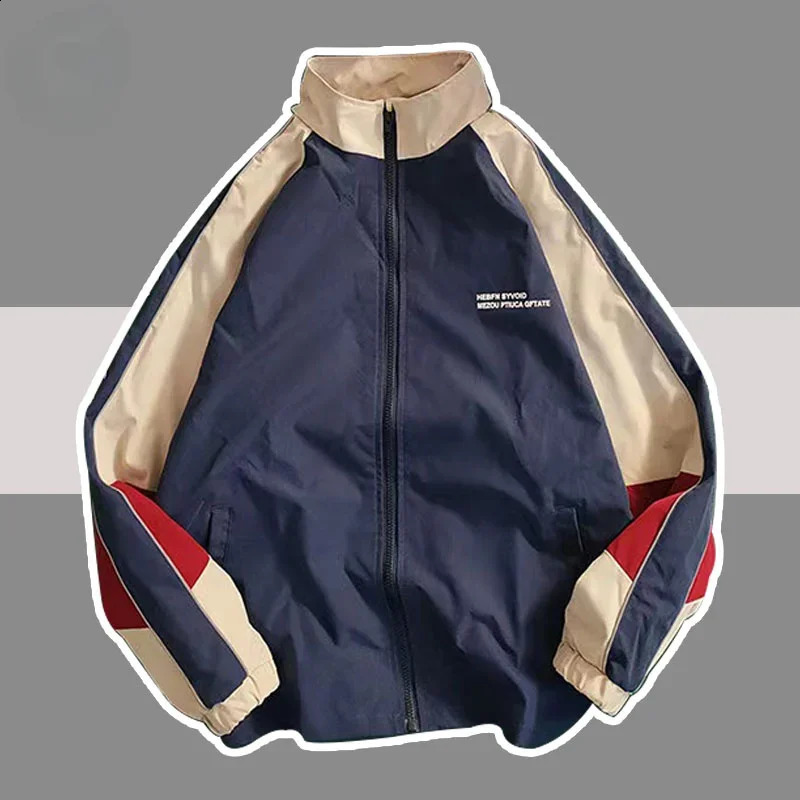 Hip hop school team jacket mens spring and autumn patch work color block windproof jacket mens loose thin college jacket 240902