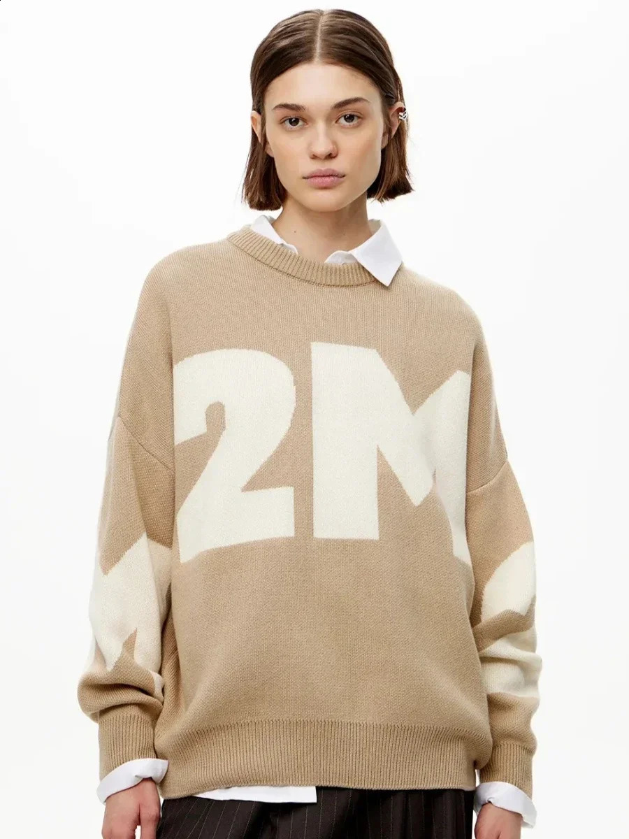Bornladie Fashion Women Printing Oneck Sweater Casual Loose Female Knitted Autumn Winter Thick Warm Oversized Pullover 240903
