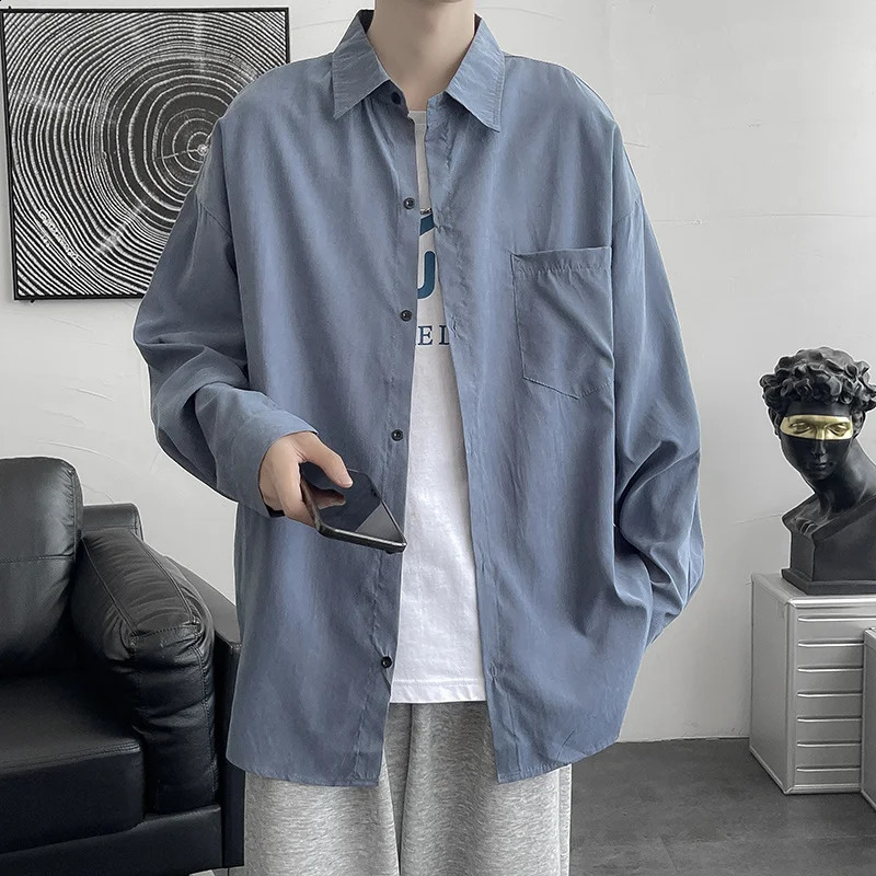 Mens Long Sleeved Versatile Loose Fitting Shirt Spring and Autumn Korean Version Fashionable and Handsome Casual Shirt 240902