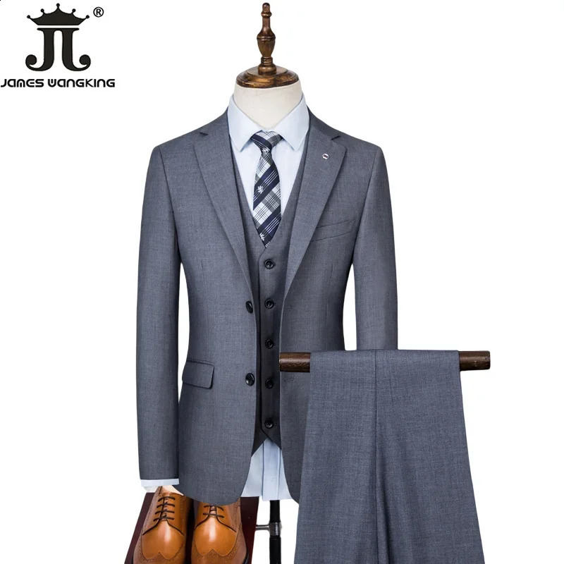 S8XL mens clothing jacketvestpants highquality boutique solid color casual business office suit set of three pieces and two 240902