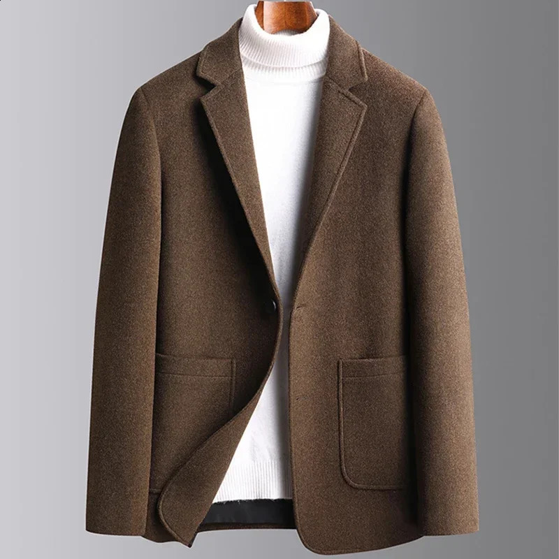 Autumn and Winter Thick Mens Business Leisure Trend Slim Fit Solid Color Small Suit Coat Top 240902