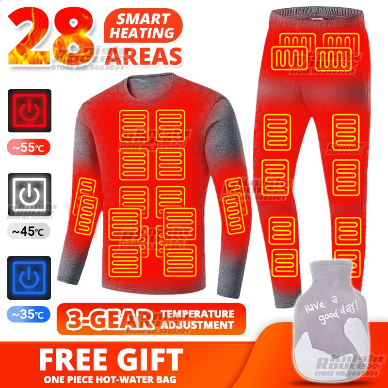 Winter warm jacket mens self heating vest womens underwear skiing suit USB electric heating clothing long mens clothing 240903