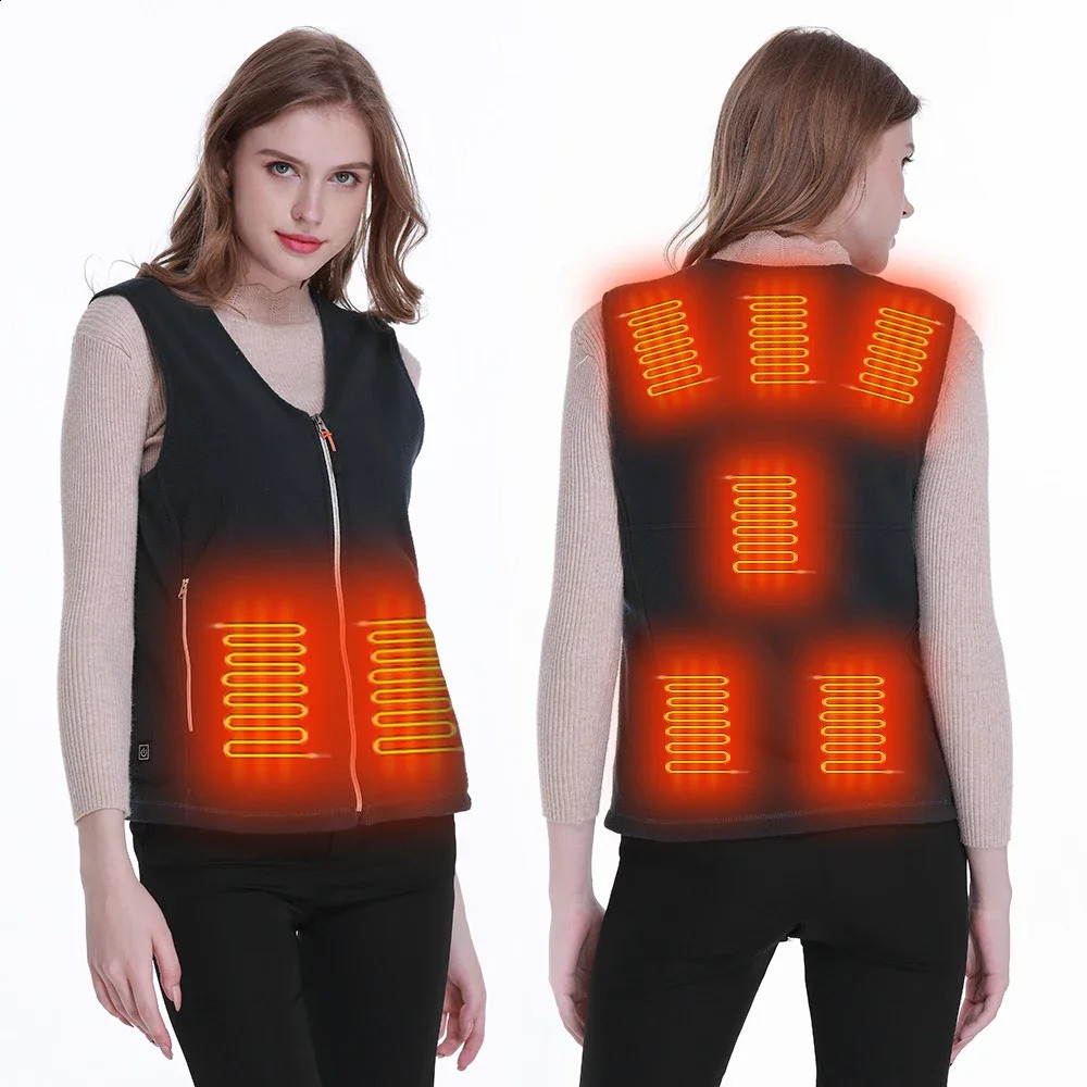 Womens warm vest warm charging USB electric heating down jacket womens warm vest unisex down jacket 240903
