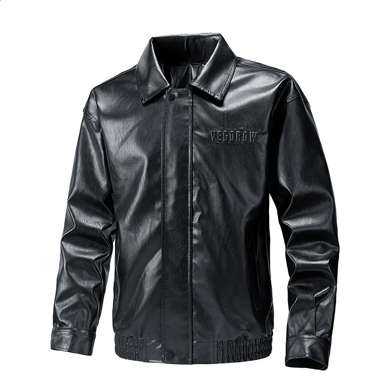 Japanese Leather Fashion Mens Loose Handsome Biker Leather Jacket American Vintage Lapel Coats High-quality Fabric Comfortable 240903