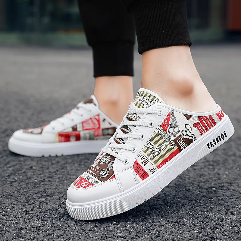 Été Nouvelle marque Chaussures décontractées confortables pour les baskets plates à imprimé de mode Haute qualité Men de paresse demie 499c