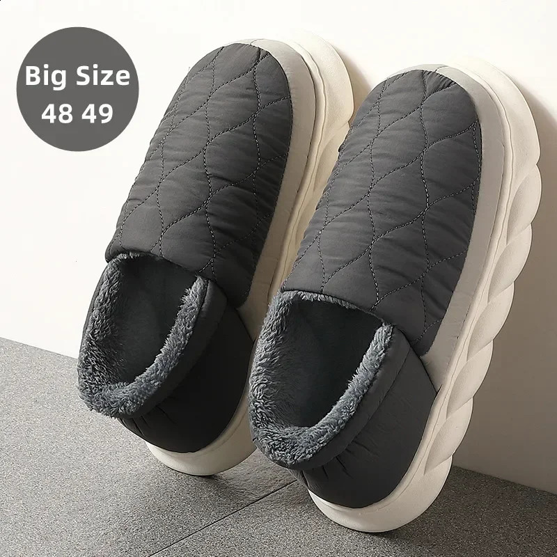 Large size winter mens slider warm fur household waterproof shoe platform slider indoor and outdoor soft anti slip womens thick soled tablet 2409