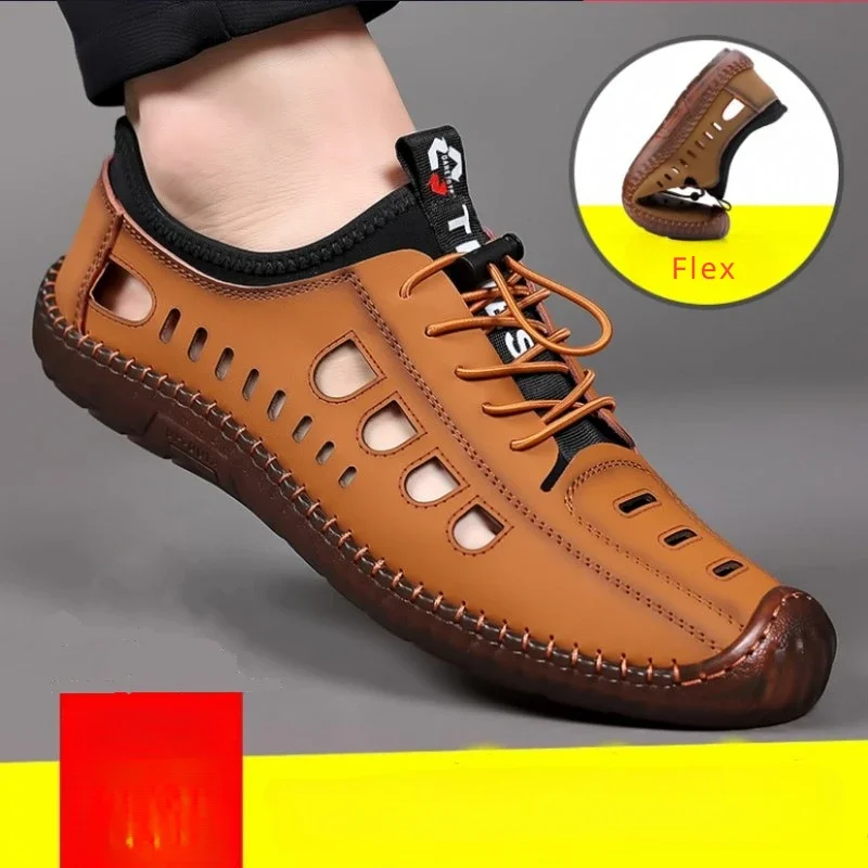 Chaussures décontractées pour hommes Summer Sneakés de mode Slip on Business Soft Walking Flat Lofaers Sandalia 6a2a
