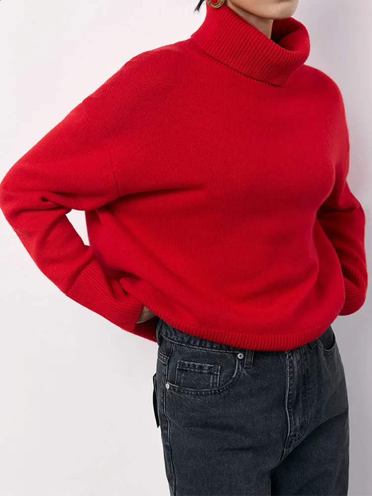 Fashion Long Sleeve Turtleneck Knitted Pullover Women Retro Multi Color Warm Loose Sweaters Autumn Winter Female Casual Sweater 240903