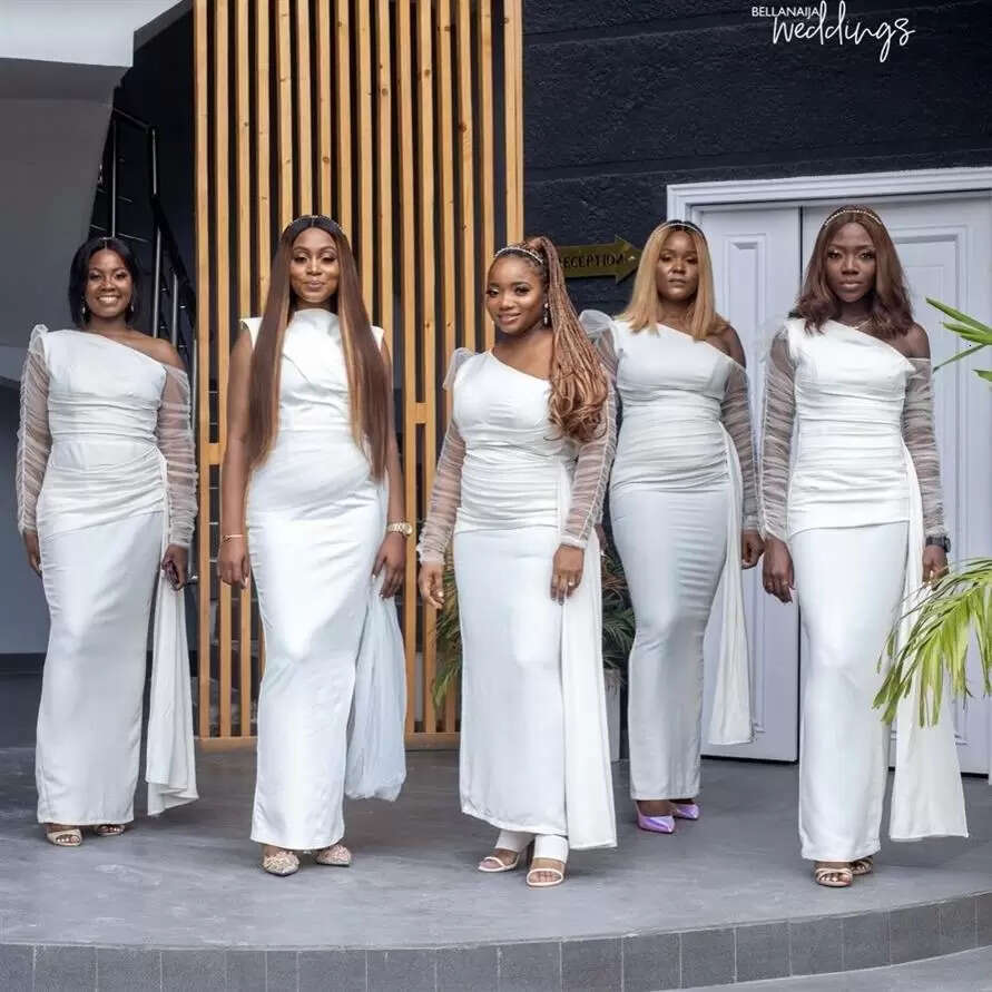 Bridesmaid Ivory Dresses Mermaid Tulle Satin Custom Made One Shoulder Long Sleeves Plus Size Maid Of Honor Gown Country Beach Wedding Party Wear Ves