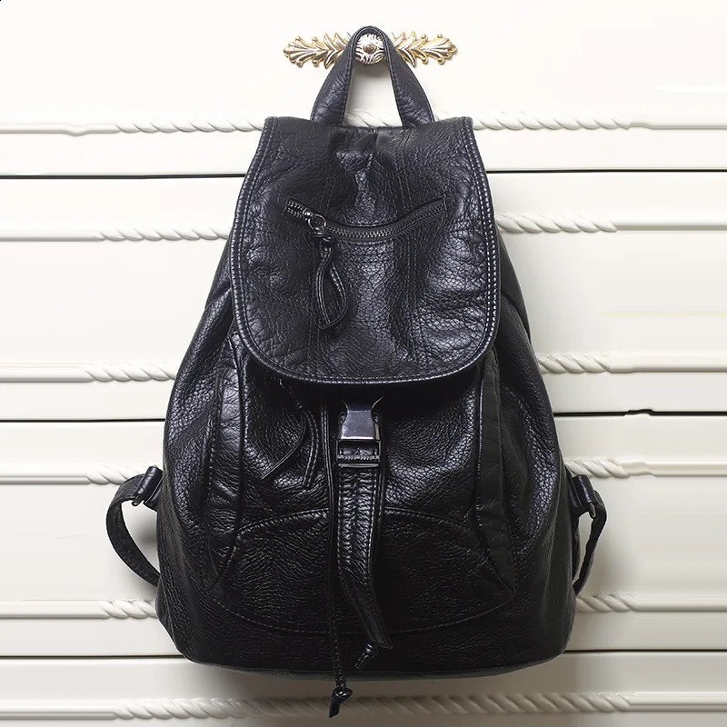 Fashion Pu Leather Women Backpack High Quality Female Soft Vintage School Bags Travel Bagpack Ladies Rucksack 240904Z