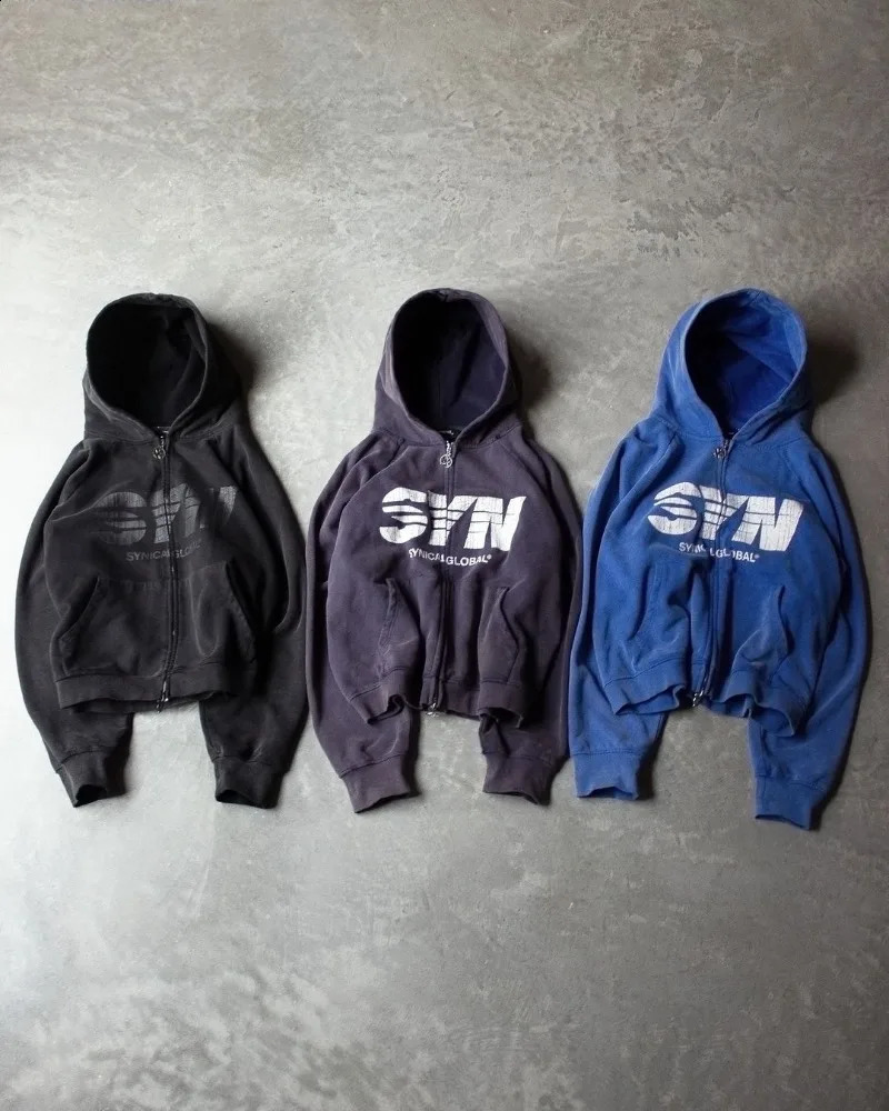 Home>Products>Fashion>Long Street Retro Letter Printed Zipper Hoodie>Harajuku Fashion Loose Casual Oversized Sweatshirt>Mens and Wome