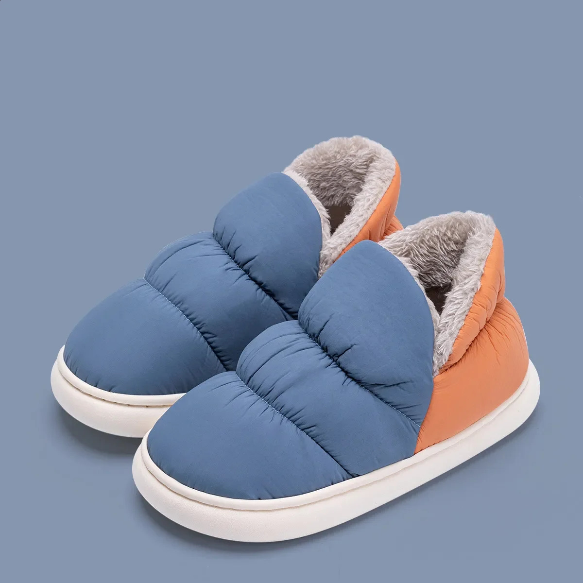 Womens anti slip winter fabric waterproof indoor and outdoor warm plush shoes anti slip thick sole soft and comfortable couple apartment 240903