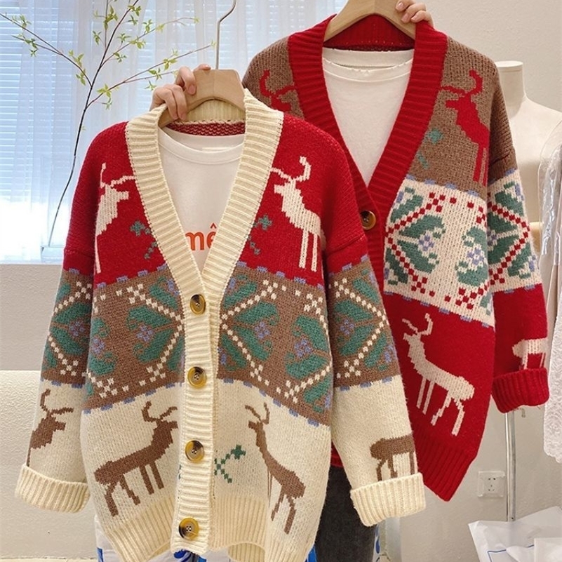 Knitted Ugly Christmas Sweater Knit Sweaters For Men Cardigan Couple Vintage Sweater Cardigans Coat Y2K Jacket Mens 240903