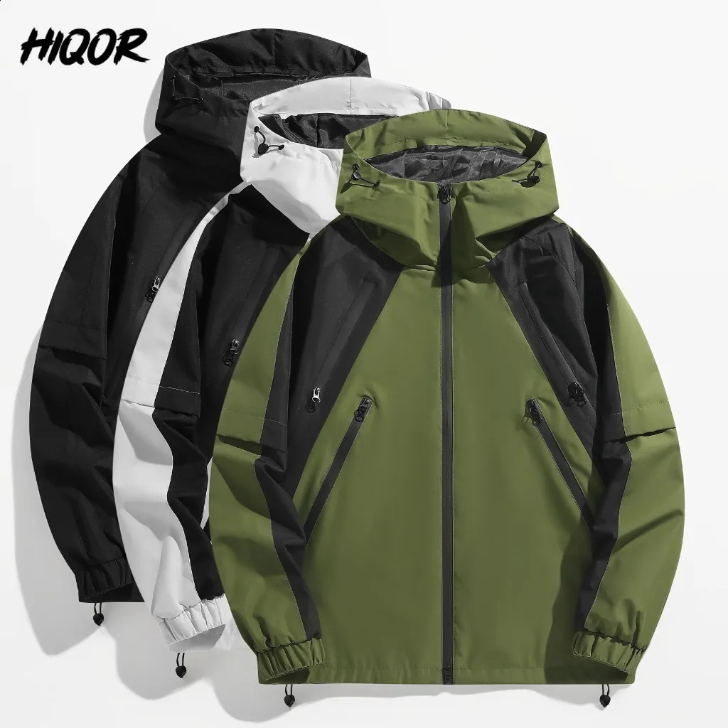 HIQOR Windbreaker Men Tactical Jacket Waterproof Outdoor Hiking Hooded Coat Sports American Climbing Autumn Winte Thick Outwear 240902