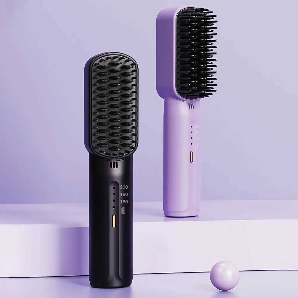 2600Mah wireless hair straightener mini hot comb dryer and hair styling equipment hot comb straightening W240904