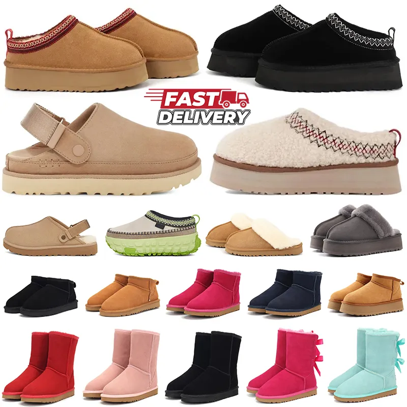 Tasman Slippers Women Mens Platform Boots Designer Australian Snow Boot Womens Men Real Leather Booties Warm Ankle Winter Fur Shoes