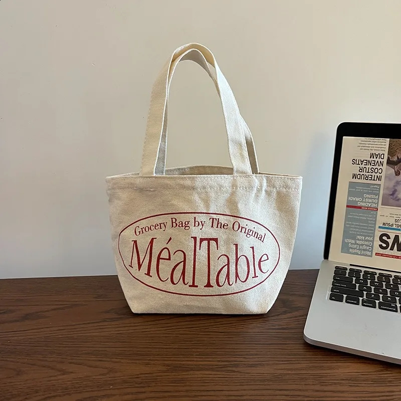 Korean style womens red lettertop handbag canvas small shopping bag womens small handbag 240903