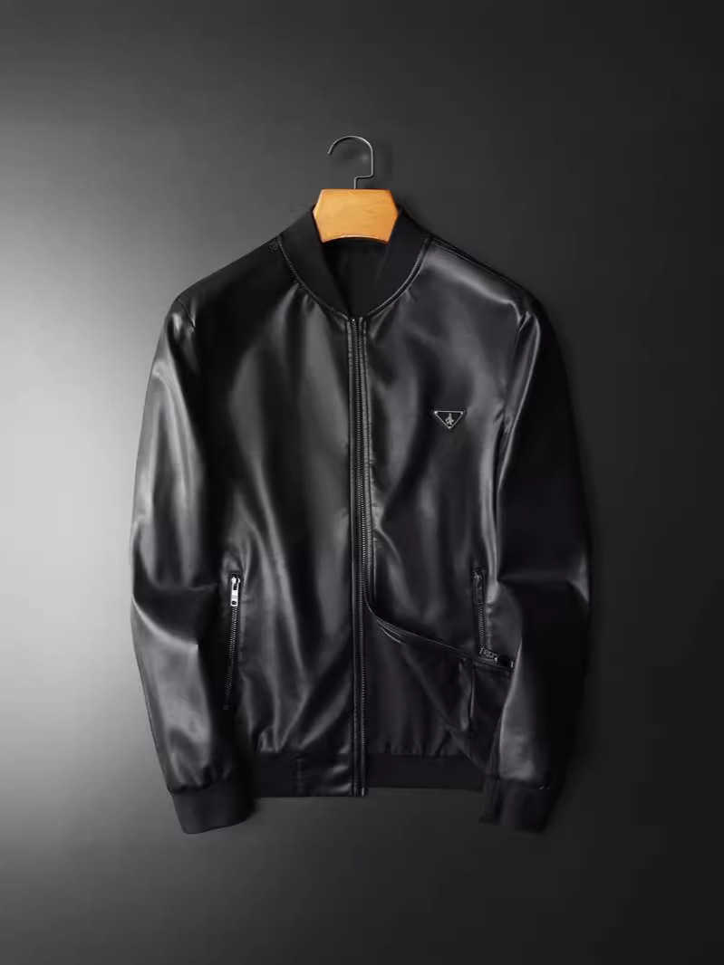 Europe 2024 Autumn/winter new men's leather jacket large size baseball collar casual jacket high luxury men's casual coat