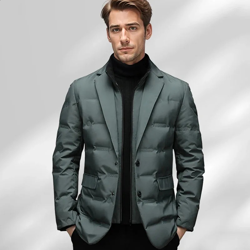 Winter Mens Coldproof Windproof Down Jacket Suit Scarf Collar Simple Highend High Quality Male Clothing 240905