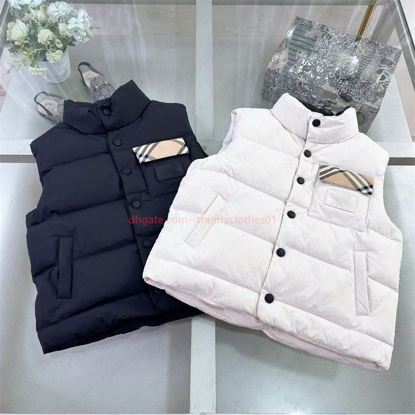Kids luxury puffer cartoon plaid hooded Gillet fashion Waistcoat Baby warmer Girls Boys designer outwear Children winter warm Vests jackets outwear