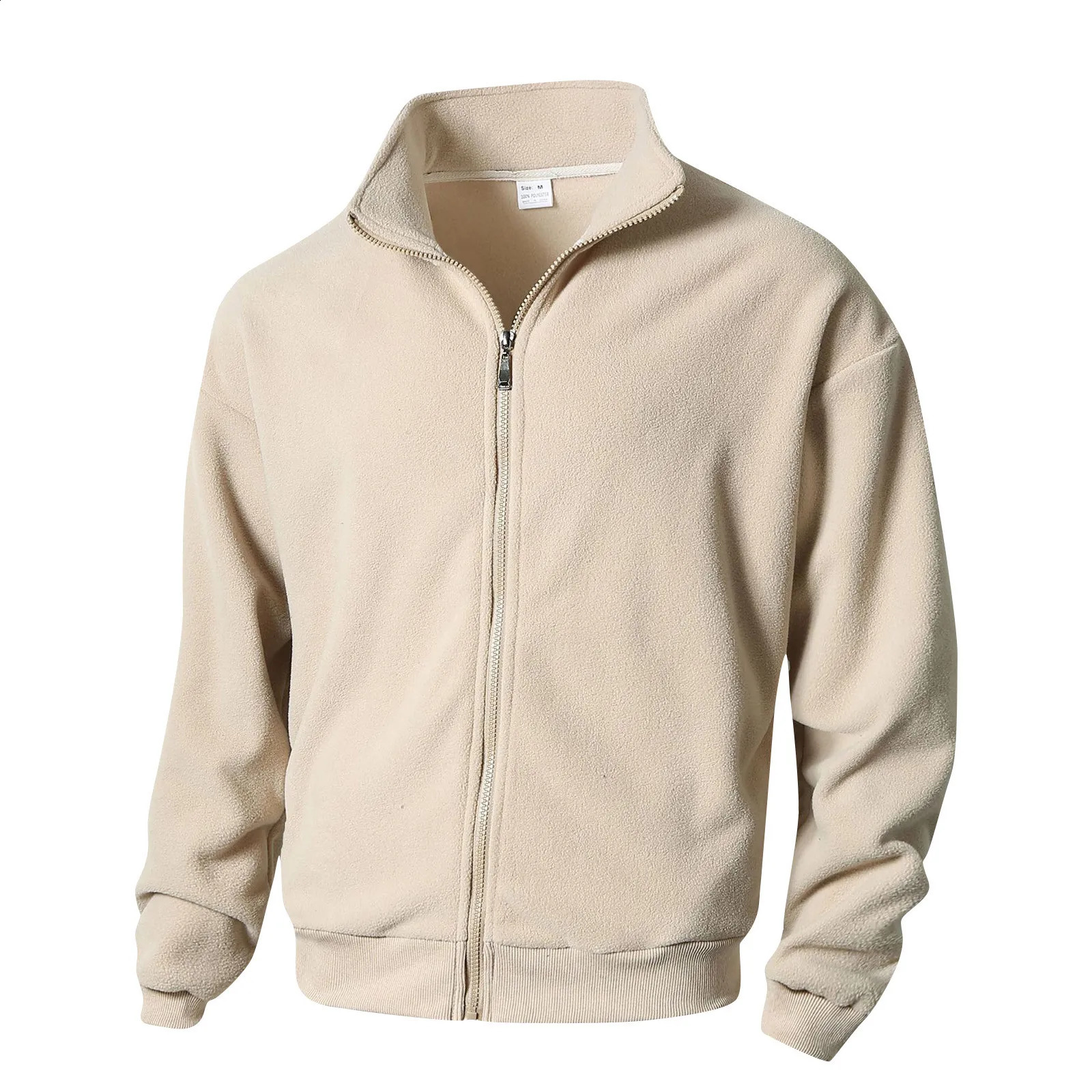 Cardigan à la mode masculine Keep Warm Mabe en laine Plance Collier Collier Zipper Top Casual Fleece Color Solid Pull 240905