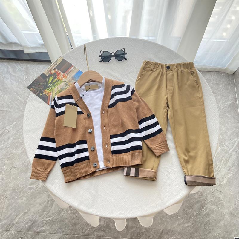 Kids Clothing Set Autumn Winter Sweater striped Boys Girl Hoodies Sets Children Pullover Plush Long Sleeve Outdoor Apparel-image-1017230389