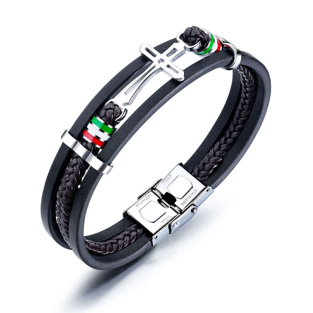 Bijoux de créateurs pour hommes femmes à la mode et polyvalent en cuir croisé petit ami personnalisé tissé à la main multicouche bracelet hip-hop