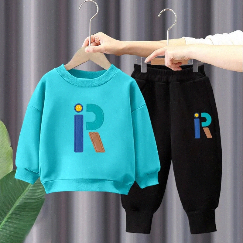 two pieces Boys' autumn fashion set Round Neck children girls babies spring sports hoodies pants b1os#-image-1017210083