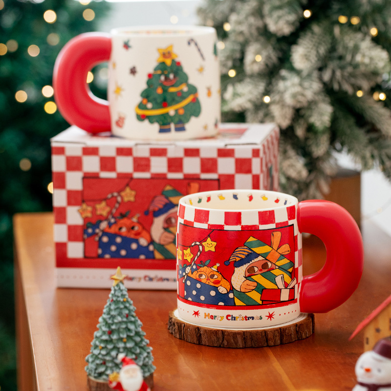 Christmas Cup Ceramic Mug High Beauty Water Cup Home Coffee Cup Birthday Gift for Girls-image-725093032