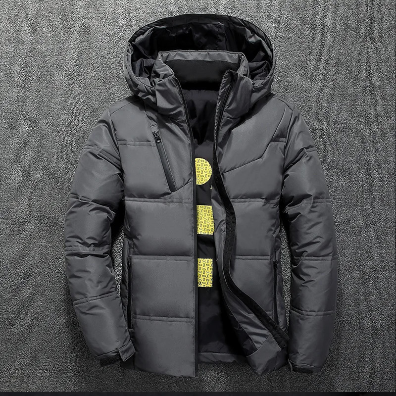 White Duck Down Jacket Men Winter Warm Solid Color Hooded Down Coats Thick Duck Parka Mens Down Jackets Winter Outdoor Coat 261017