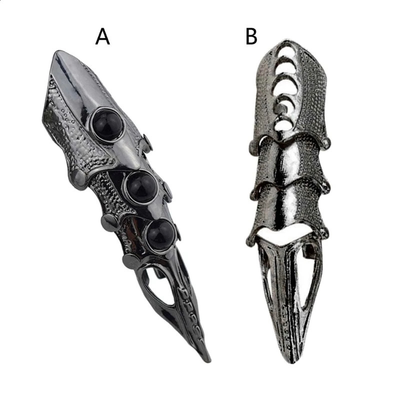 Retro Punk Dragon Claw Ring Womens Black Skeleton Ring Armor Gothic Punk Ring Jewelry Accessories 240905