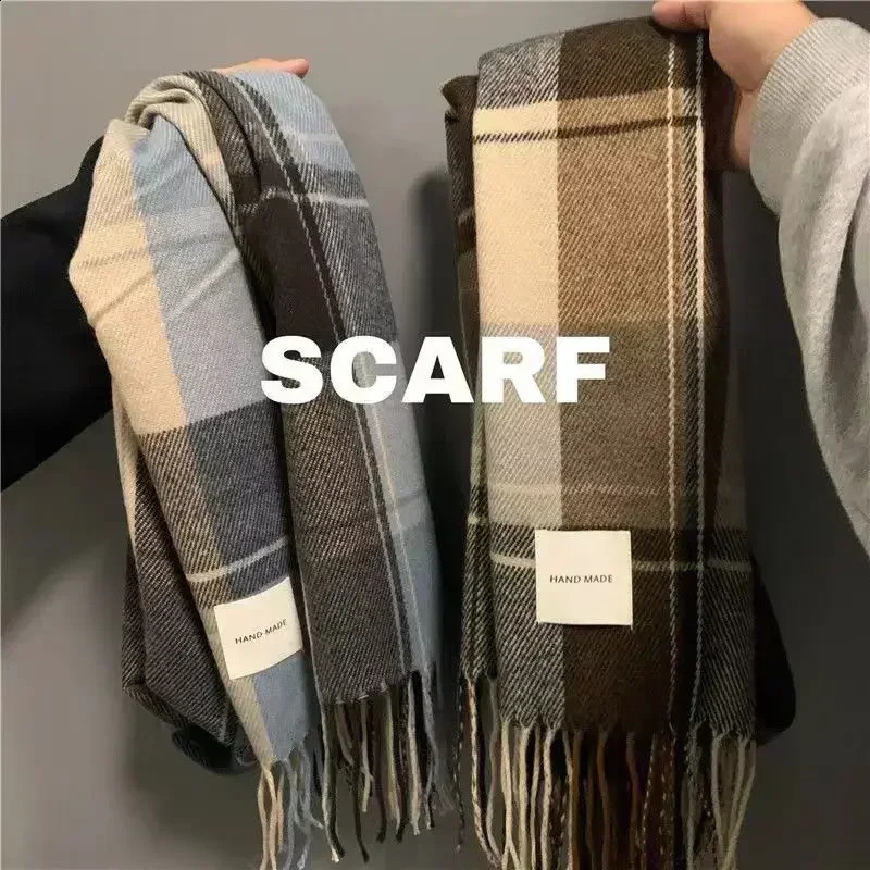 Écharpe de mode coréenne Simple and Practical Checkered Model Winter Winch Scarf Unisexe Style 240905