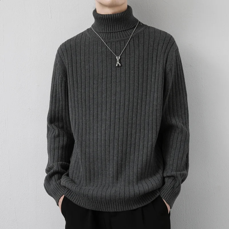 Sweater Mens 2024 Winter Fashion Turtle Neck Pulling Trend Cotton Thick Top Suede Leather Masculino Lq342 240904