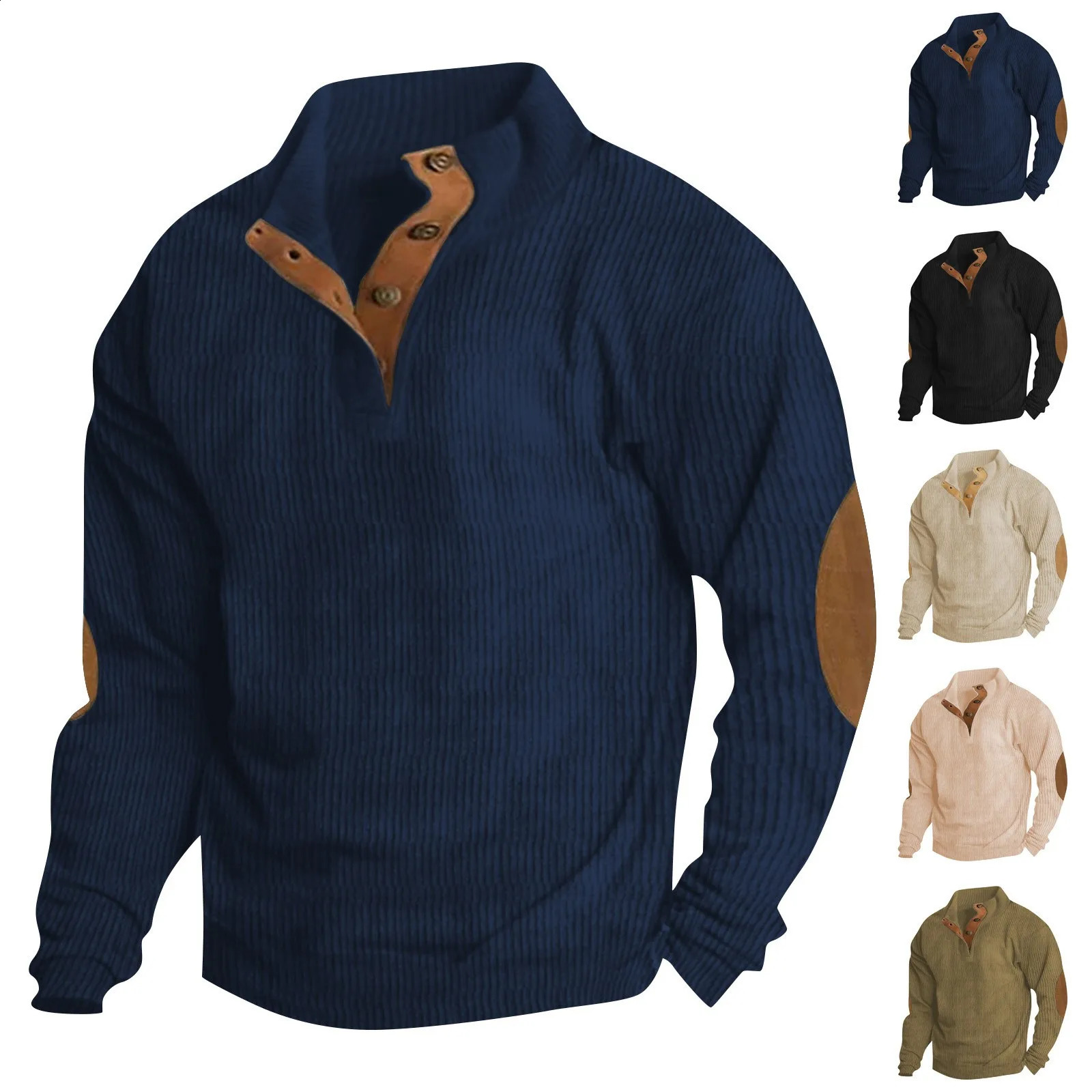 Spring and Autumn mens standing collar sweater is an outdoor casual sweater top 240904