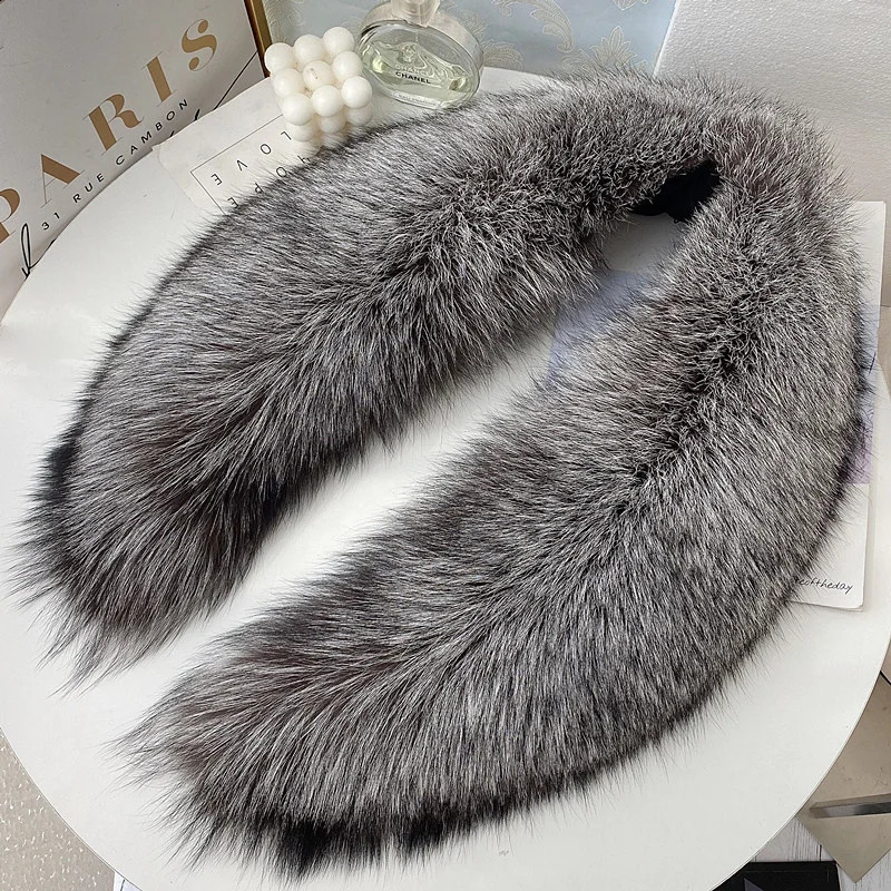 Red Fox Fur Collar Womens Winter Thick Fur Collar Scarf Silver Fox Fur Collar Keep Warm Scarf Winter Black Fur Scarf 240906